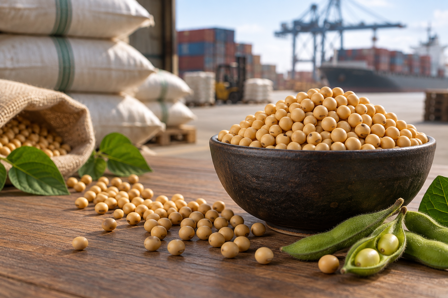 Soybeans prepared for export